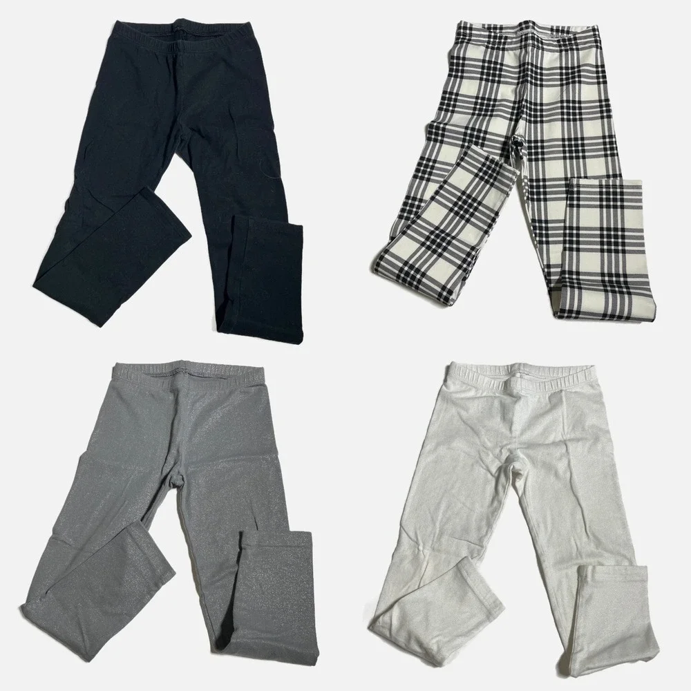 Old Navy Cat & Jack Leggings Kids 5T Multicolor Plaid Glitter Sparkle Lot of 4